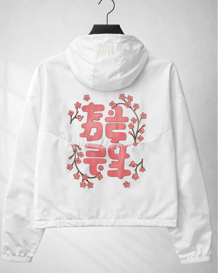 Veste coupe-vent unisexe blanche à capuche – confort léger au quotidien