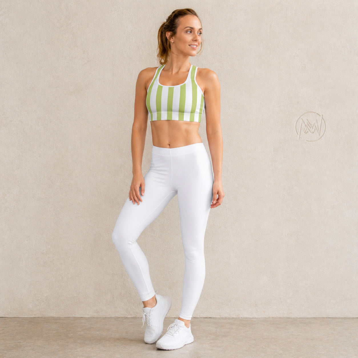 Brassière de Sport  — Motif rayure menthe fraiche - Mytiqlwear