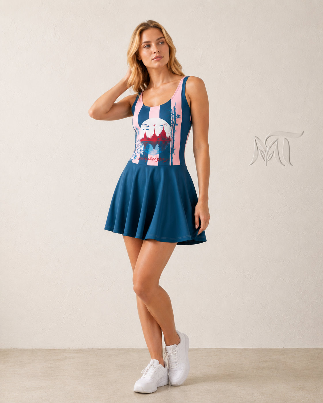 Robe d'été Rose & bleu Sans Manches Femme — Motif Siam - Mytiqlwear