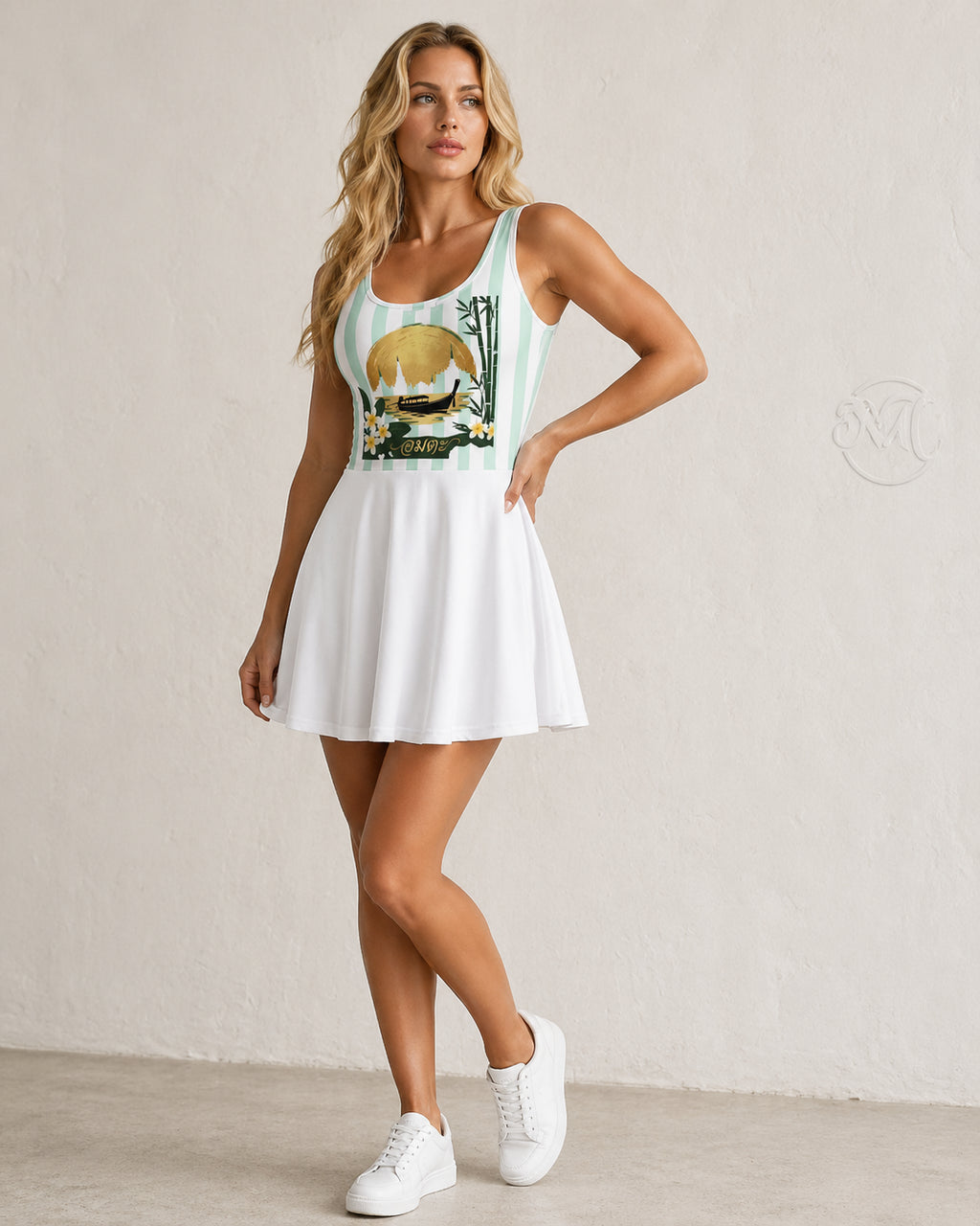 Robe d'été  Menthe Sans Manches Femme Motif Siam - Mytiqlwear
