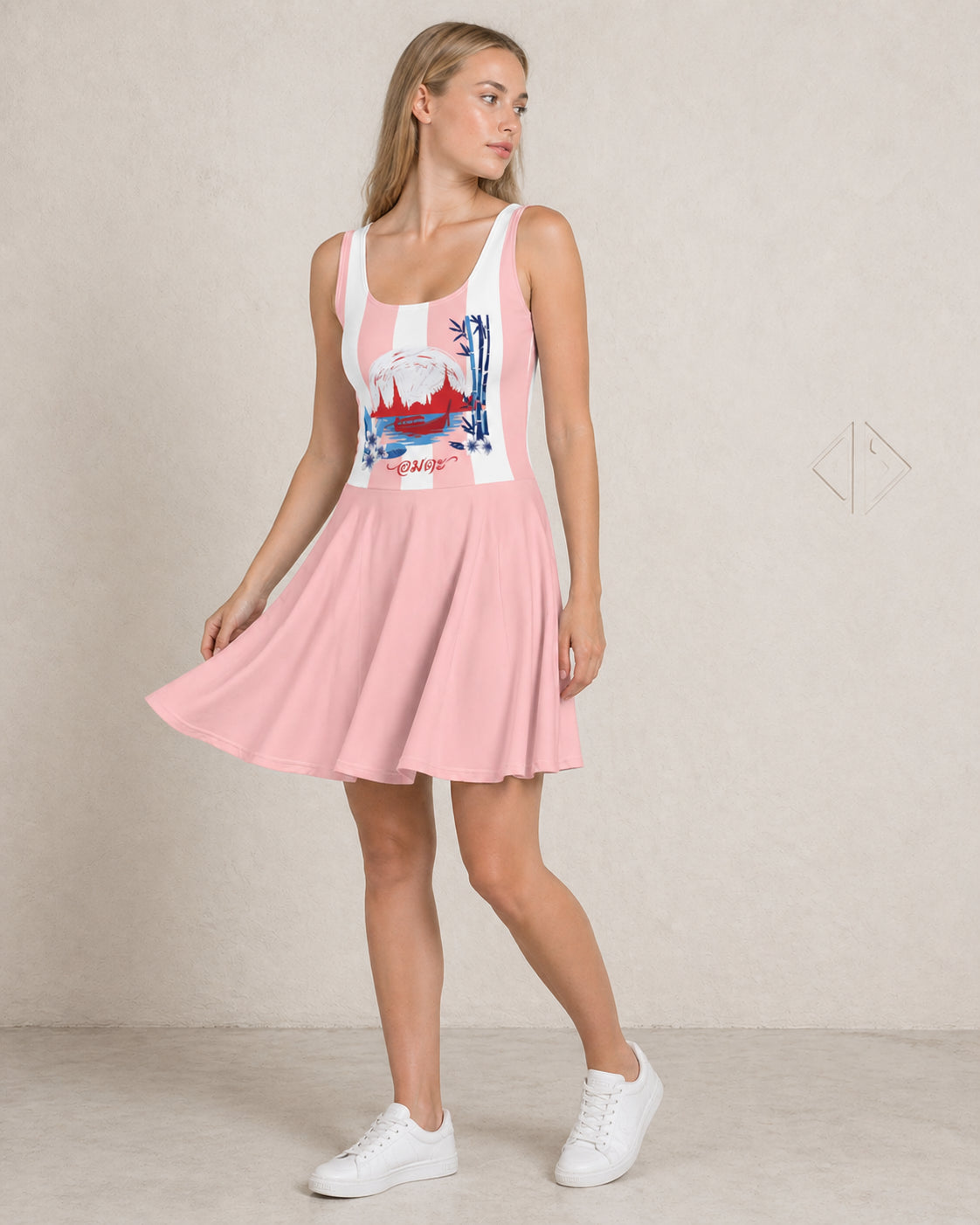 Robe d'été Rose Sans Manches Femme — Motif Siam - Mytiqlwear