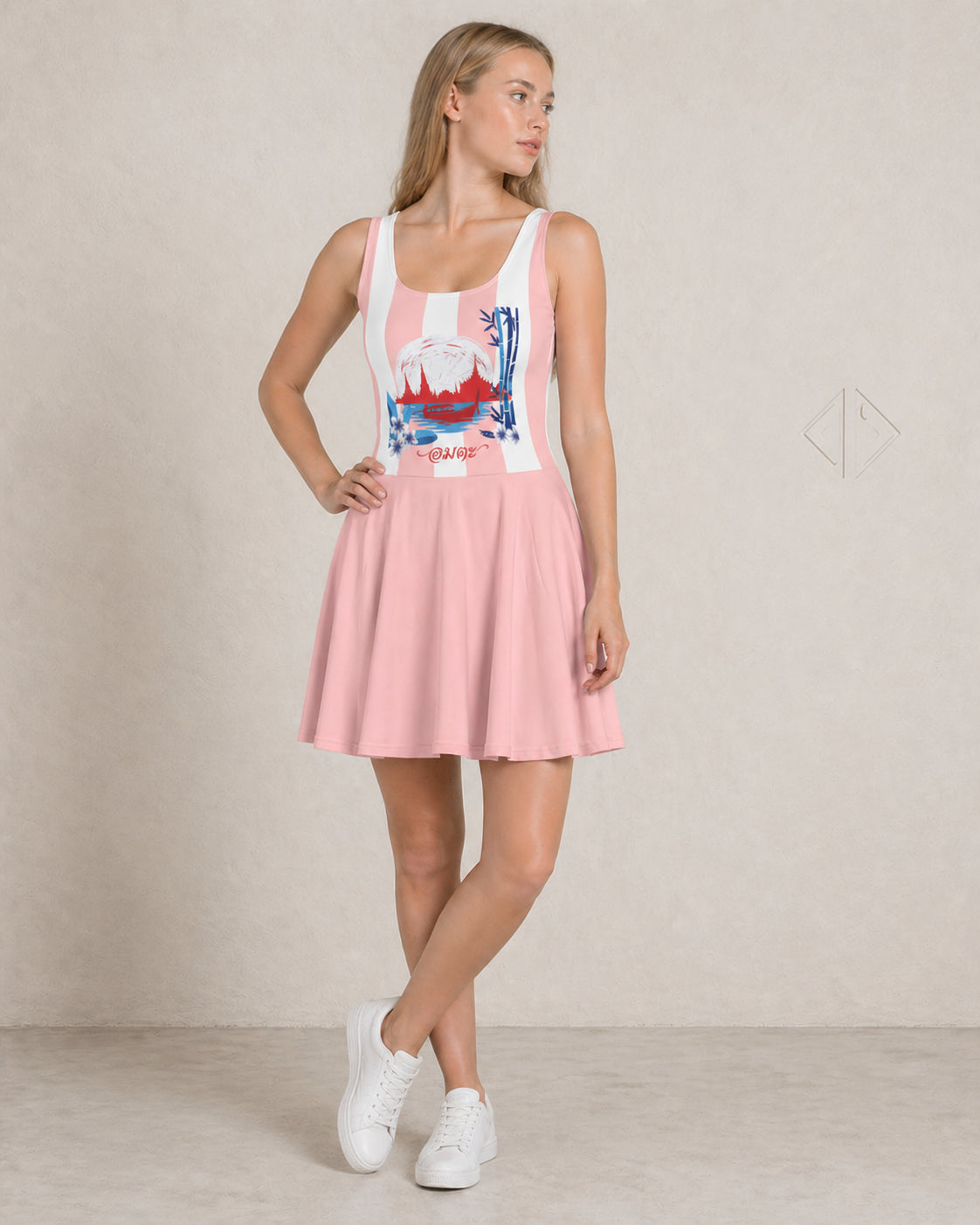 Robe d'été Rose Sans Manches Femme — Motif Siam - Mytiqlwear