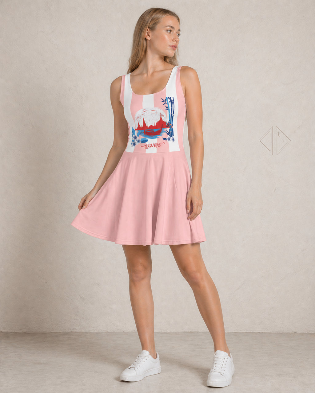 Robe d'été Rose Sans Manches Femme — Motif Siam - Mytiqlwear